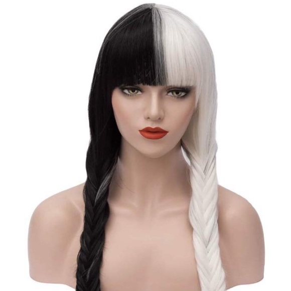 Cruella D. 32” ⚫️⚪️B& W Cosplay Synthetic Bang Wig - Picture 5 of 8